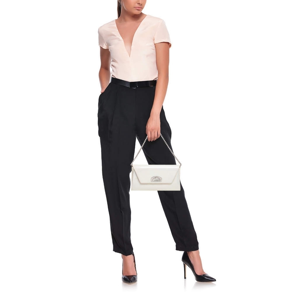 Christian LOUBOUTIN  White Patent Leather Vero Dodat Clutch Shoulder Handbag - Picture 2 of 13